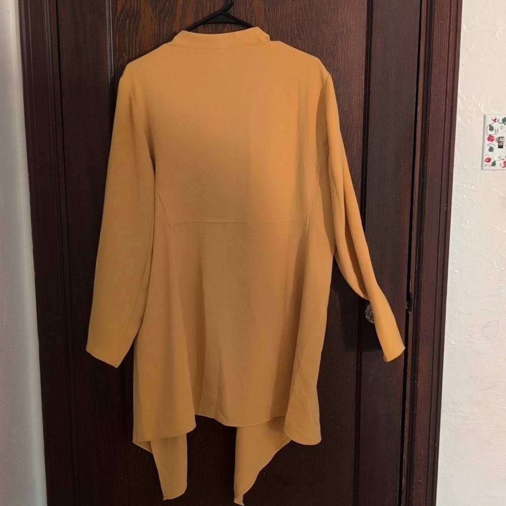 New With Tags Anne Klein Mustard Yellow 💛 Open Front Cardigan Size Large - Picture 3 of 4